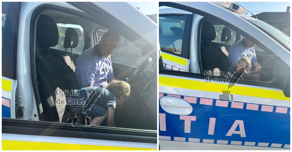 FOTO. Gestul unui polițist din Carei. I-a adus o bucurie uriașă unui copilaș
