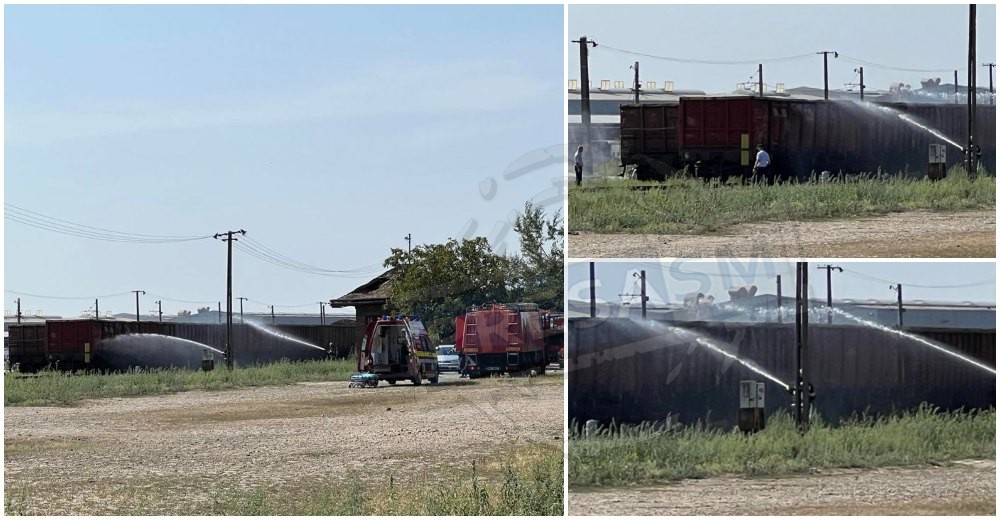 FOTO. Pompierii intervin masiv în zona Gării CFR Sud din municipiul Satu Mare