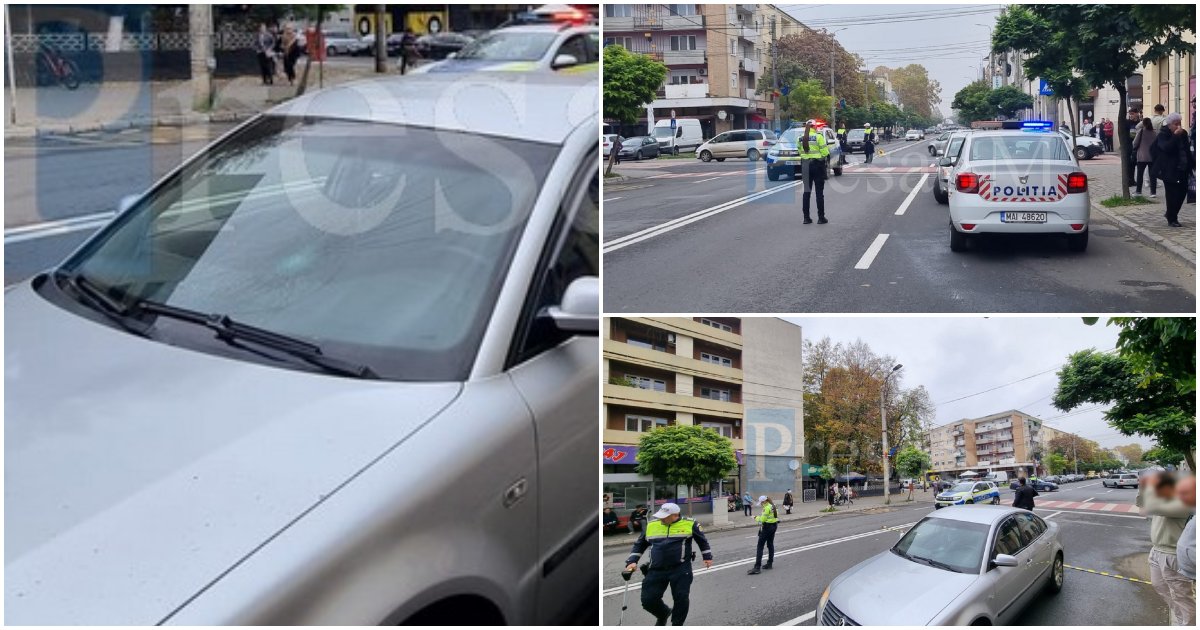 FOTO/VIDEO. Accident în municipiul Satu Mare. Tânăr lovit pe trecere de o mașină. A dat cu capul de parbriz