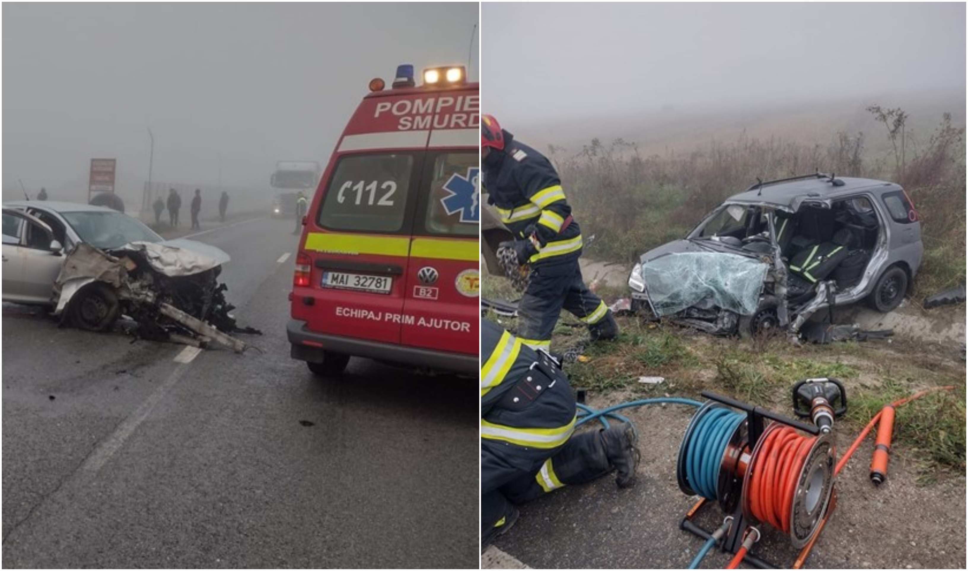 FOTO. Accident cumplit în județul vecin. Doi morți, patru mașini implicate