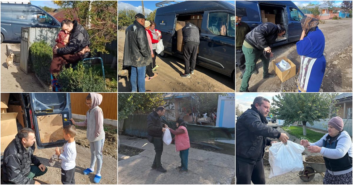 FOTOGALERIE. Îmbrățișări și zâmbete din Galați. Ajutoarele elevilor sătmăreni și ale SamCivica au ajuns la Pechea