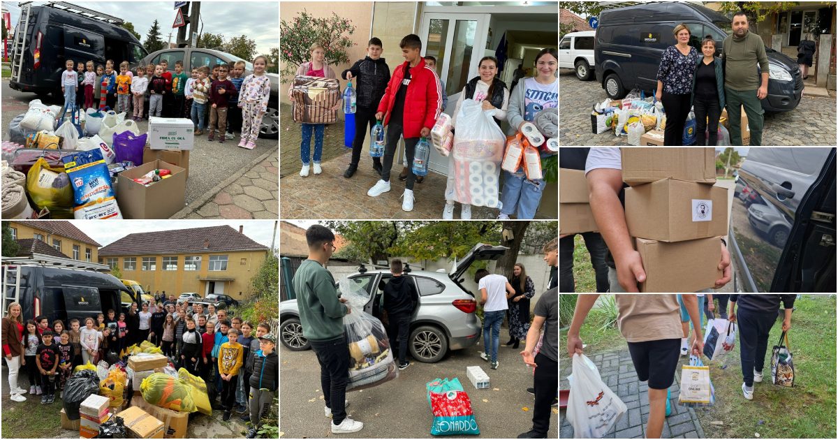 FOTO. Exemplu de solidaritate. Elevii unor școli sătmărene, donații de suflet pentru victimele inundațiilor