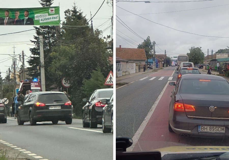 FOTO. Accident pe DN 19 Oradea - Satu Mare. Coliziune între două mașini, o persoană la Urgență