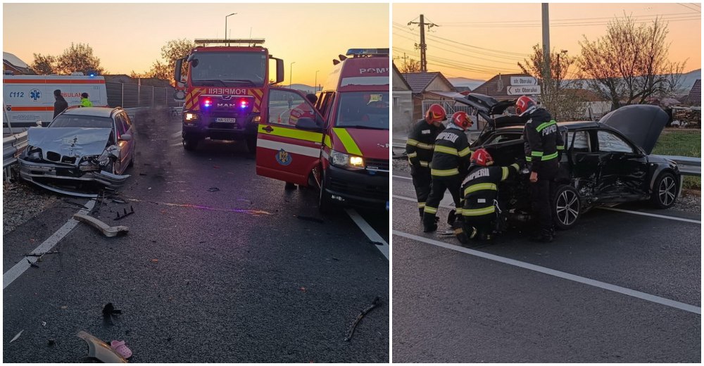 FOTO. Accident grav cu patru victime, printre care doi copii. Coliziune între două mașini
