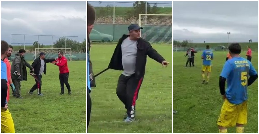 VIDEO. Arbitru atacat cu o macetă în județul Satu Mare. Chiar pe terenul de fotbal