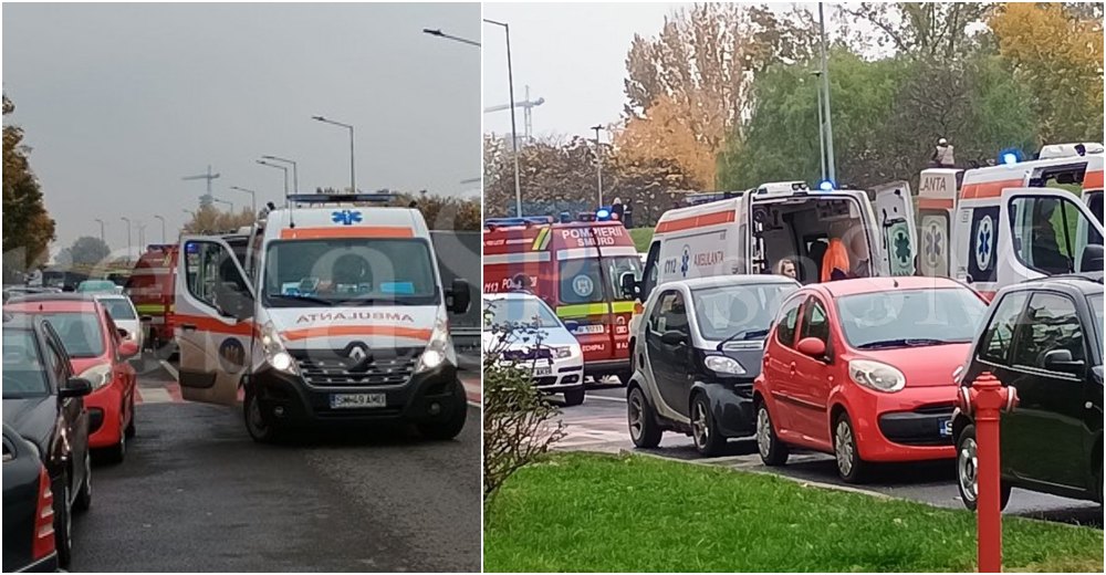 FOTO. Alertă în centrul municipiului Satu Mare. Mai multe ambulanțe și Poliția, la fața locului