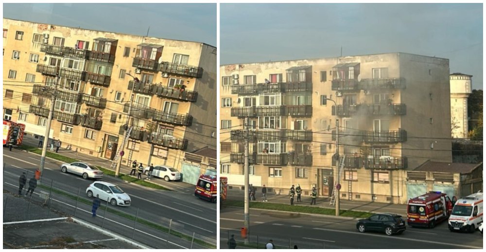 FOTO/VIDEO. Incendiu la un bloc, pe Drumul Botizului. Două victime duse la Urgență