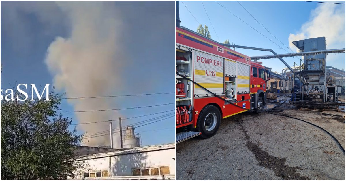 FOTO/VIDEO. Incendiu la o fabrică de mobilă din municipiul Satu Mare. Intervin pompierii
