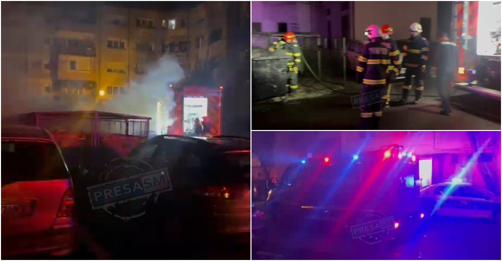 VIDEO. Piromanul a lovit din nou în Cartierul Micro 16. Panică în miez de noapte