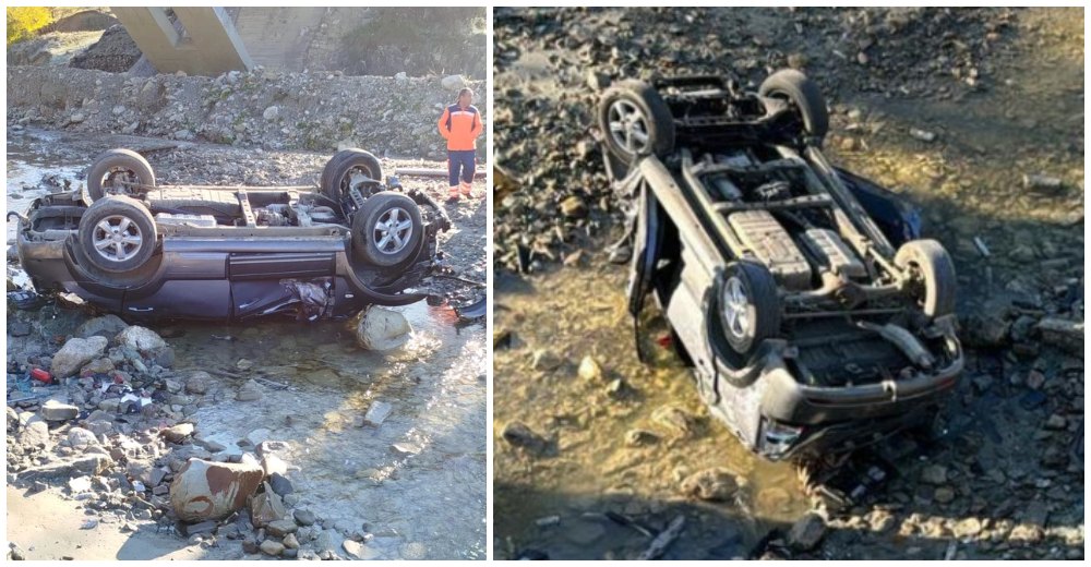 FOTO. Tragedie în România. Un bărbat a căzut cu mașina de pe pod și a decedat