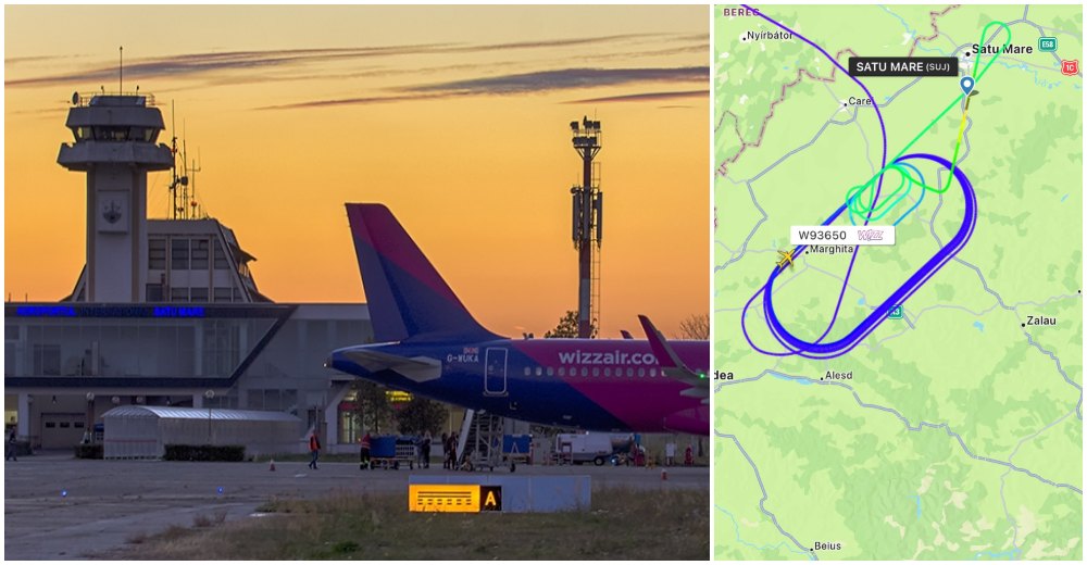 FOTO. Avionul Londra-Satu Mare nu a putut ateriza! A survolat județul Satu Mare peste o oră