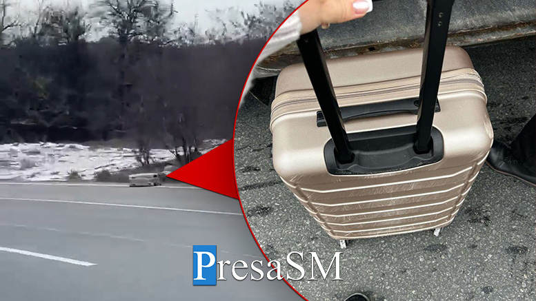 FOTO/VIDEO. "Bagaje zburătoare" pe ruta Satu Mare - Cluj. Sătmăreanca s-a trezit cu valiza pe drum din cauza unei uși defecte