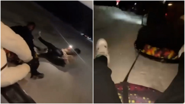 VIDEO. Șofer din județul vecin, lăsat fără permis după o distracție inconștientă cu prietenii, pe zăpadă. S-au mai și filmat