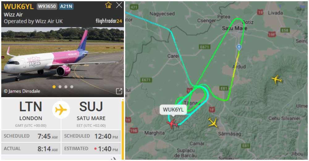 FOTO. Avionul nu poate ateriza la Satu Mare! Se învârte de o oră deasupra județului