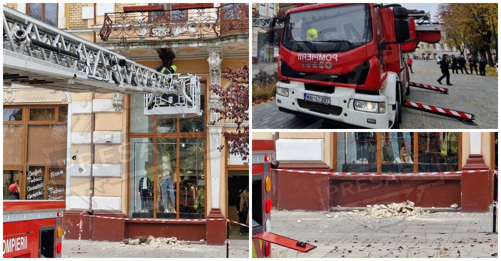 FOTO/VIDEO. Pericol fatal în centrul Sătmarului. Polițiștii/jandarmii au închis zona. Pompierii intervin