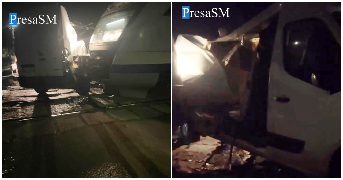 FOTO/VIDEO. Dubă lovită de tren! Accident feroviar, astăzi, în județul Satu Mare