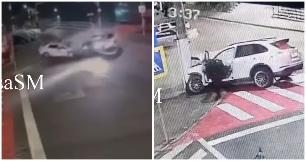 VIDEO. Accidentul în care au fost răniți trei polițiști, surprins de camerele de supraveghere. Șoferul bolidului filmat cum fuge de la fața locului