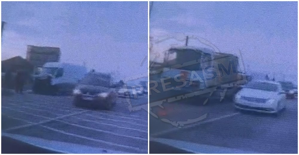VIDEO. Accident pe Drumul Careiului. O dubă a lovit un camion cu butelii