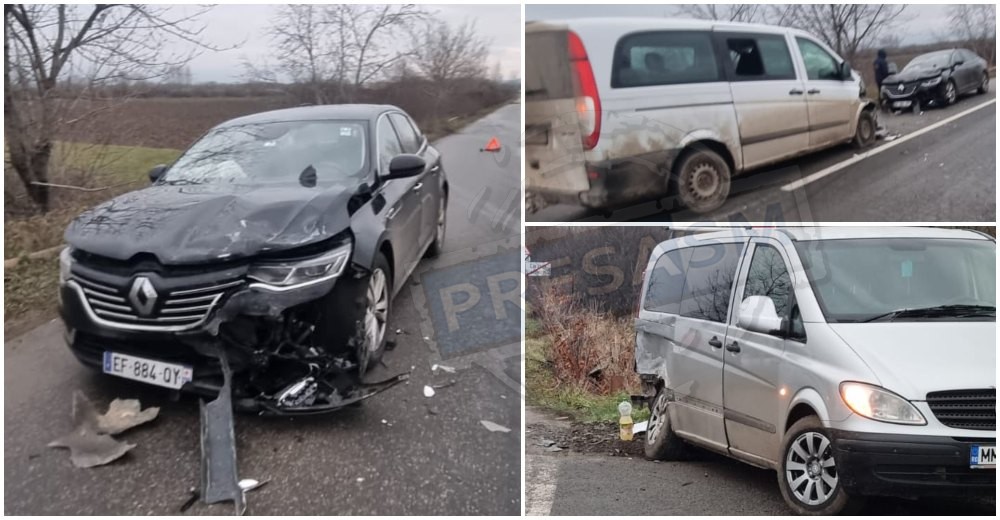 FOTO. Accident în lanț în județul Satu Mare. Două microbuze de pasageri și un autoturism
