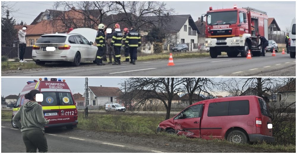 FOTO. Accident pe DN19, în județul Satu Mare. Multiple victime, coliziune între două mașini