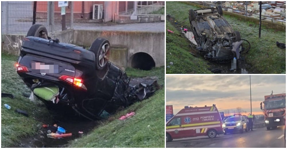 FOTO/VIDEO. O șoferiță a produs accidentul cu 4 victime și 4 mașini în municipiul Satu Mare