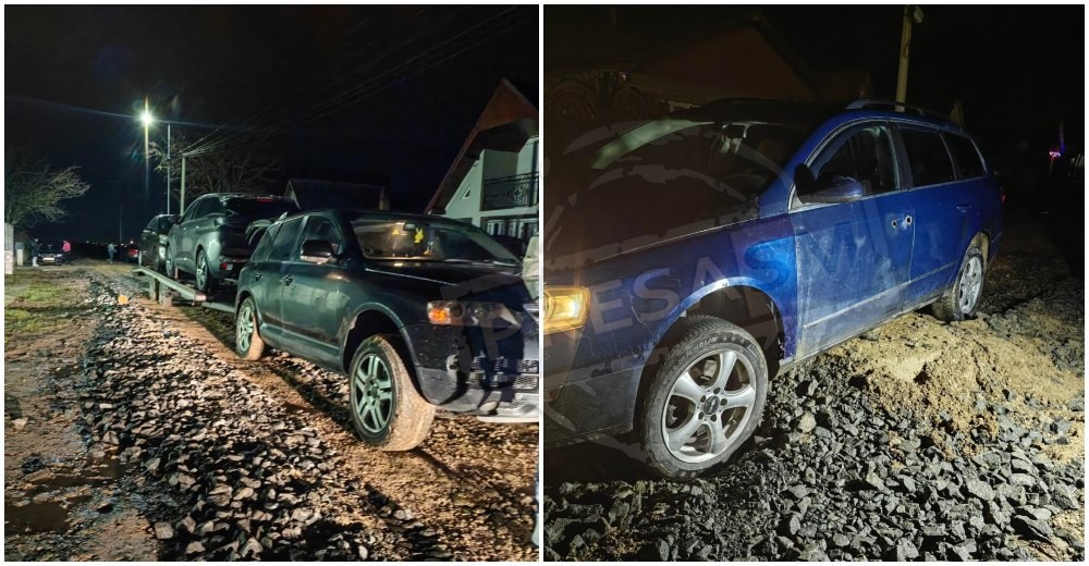 FOTO/VIDEO. Strada groazei din Botiz. Accidente pe bandă rulantă, mai multe mașini avariate din cauza drumului