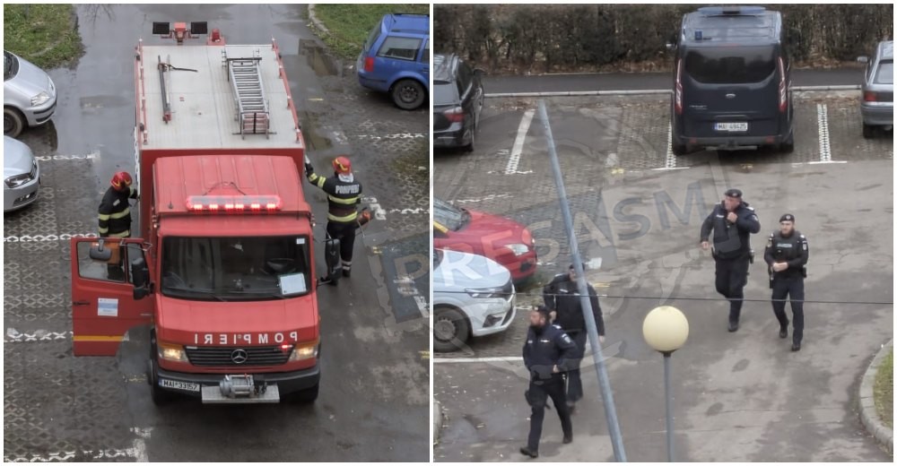 FOTO. Mobilizare a jandarmilor, pompierilor, polițiștilor și ambulanței în Cartierul Micro 14 din Satu Mare