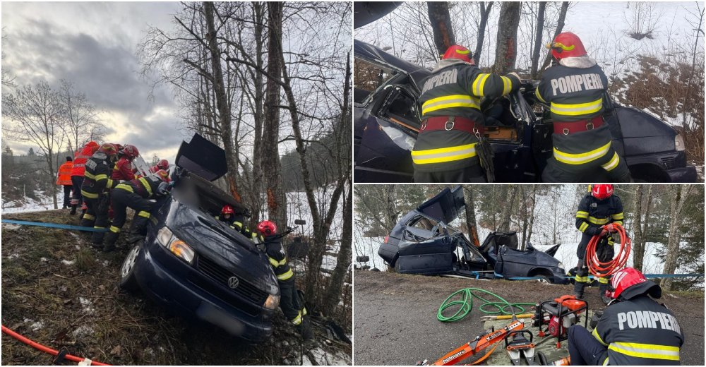 FOTO/VIDEO. Microbuz cu șapte persoane răsturnat în țară. Un mort și cinci răniți. Planul Roșu a fost activat