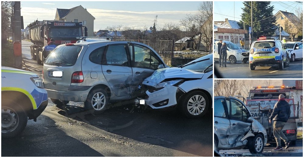 FOTO/VIDEO. Accident în lanț pe Drumul Careiului, trei mașini avariate serios
