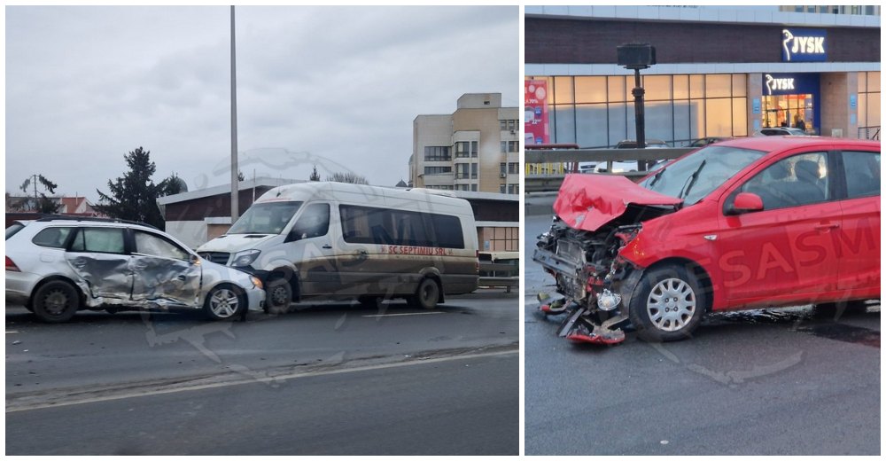 FOTO/VIDEO. Cum s-a produs accidentul în lanț de pe Podul Decebal. 4 mașini avariate, o victimă
