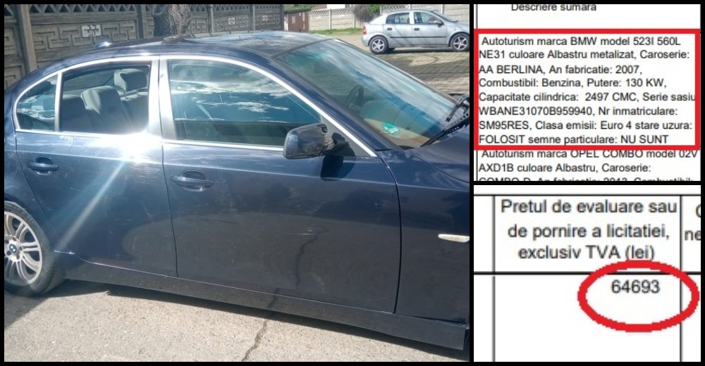 FOTO. Fiscul vinde o mașină stricată cu 15.000 euro. Una bună costă 4.000 euro :)