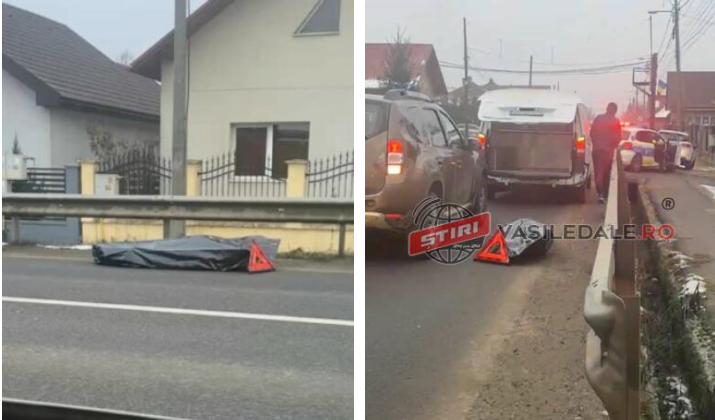 FOTO. Cadavru pierdut pe șosea de o mașină mortuară. Scene ireale în județul vecin