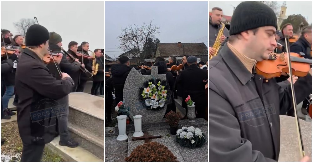 VIDEO. Călin, regretatul violonist din Satu Mare, condus pe ultimul drum de zeci de instrumentiști