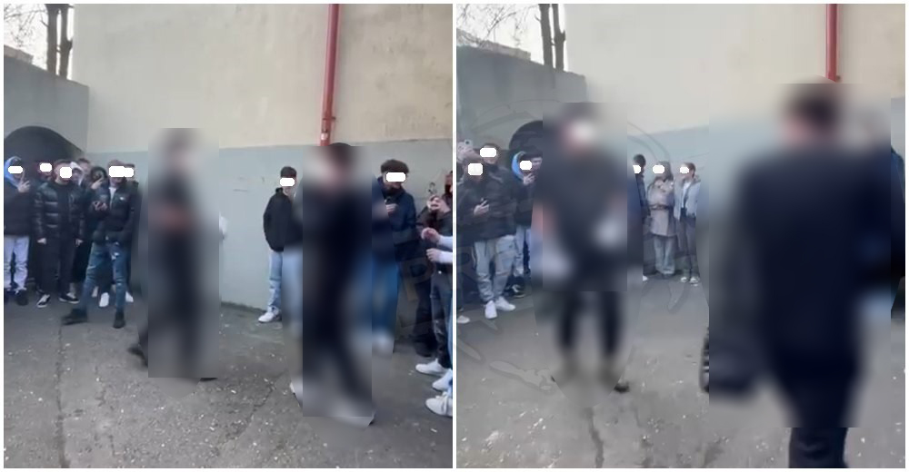 FOTO. Doi elevi, protagoniștii unei partide de kickbox în curtea unui liceu din municipiul Satu Mare