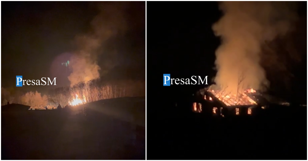 VIDEO. Incendiu de amploare în județul Satu Mare. Arde o cabană, pădure în pericol