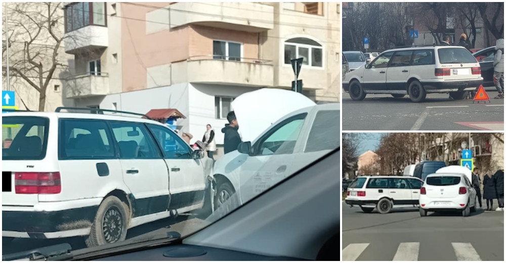 FOTO. Accident rutier în cartierul Carpați II. Acel moment când e greu cu prioritățile