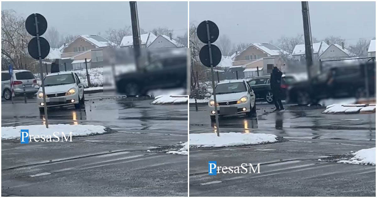 VIDEO. Accident în sensul giratoriu de pe Drumul Odoreului. Un șofer neatent a provocat o coliziune