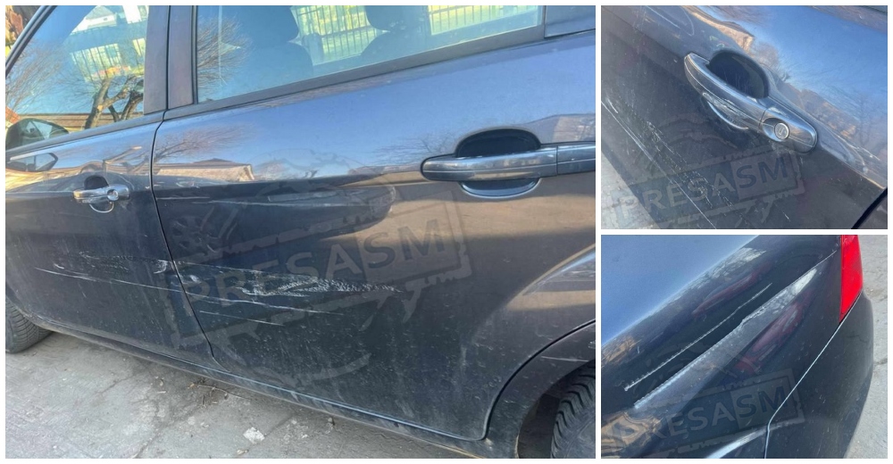 FOTO. Accident cu fugă de la locul faptei în Satu Mare: Șofer căutat după ce a avariat o mașină în parcare