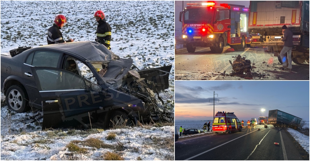 FOTO/VIDEO. Accident mortal în Carei! Impact între o mașină și un TIR