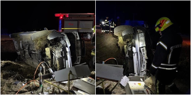 FOTO. Un șofer (74 ani) beat pulbere s-a răsturnat astăzi cu mașina în județul Satu Mare