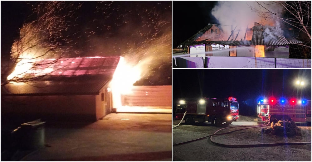 FOTO. Incendiu la o fermă din județul Satu Mare. Mobilizare a pompierilor