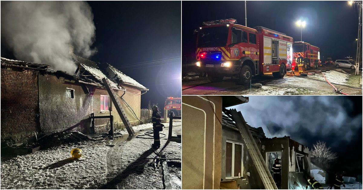 FOTO. Incendiu în județul Satu Mare. Flăcările amenințau întreaga casă. De la ce a pornit totul