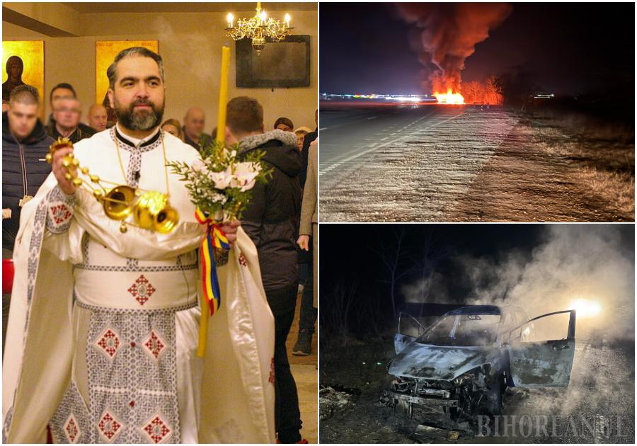 FOTO. Preot din județul vecin, reținut. E acuzat că și-a incendiat propria mașină după un scenariu parcă rupt din filme