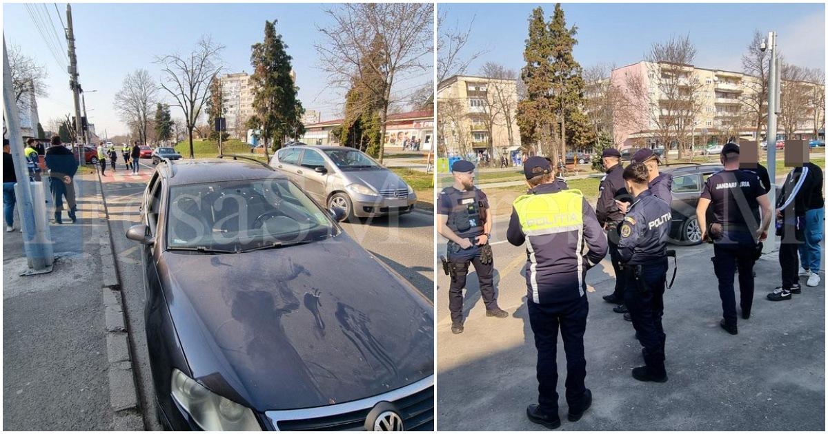 FOTO. Doi elevi loviți pe zebra pe Cloșca, în fața școlii. Scandal și mobilizare a Poliției și Jandarmeriei