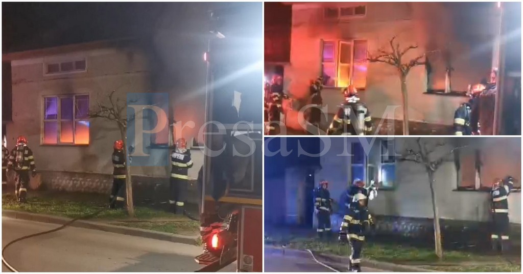VIDEO. Casă cuprinsă de flăcări, în municipiul Satu Mare. De la ce a pornit totul. Focul s-a extins rapid în cele două camere