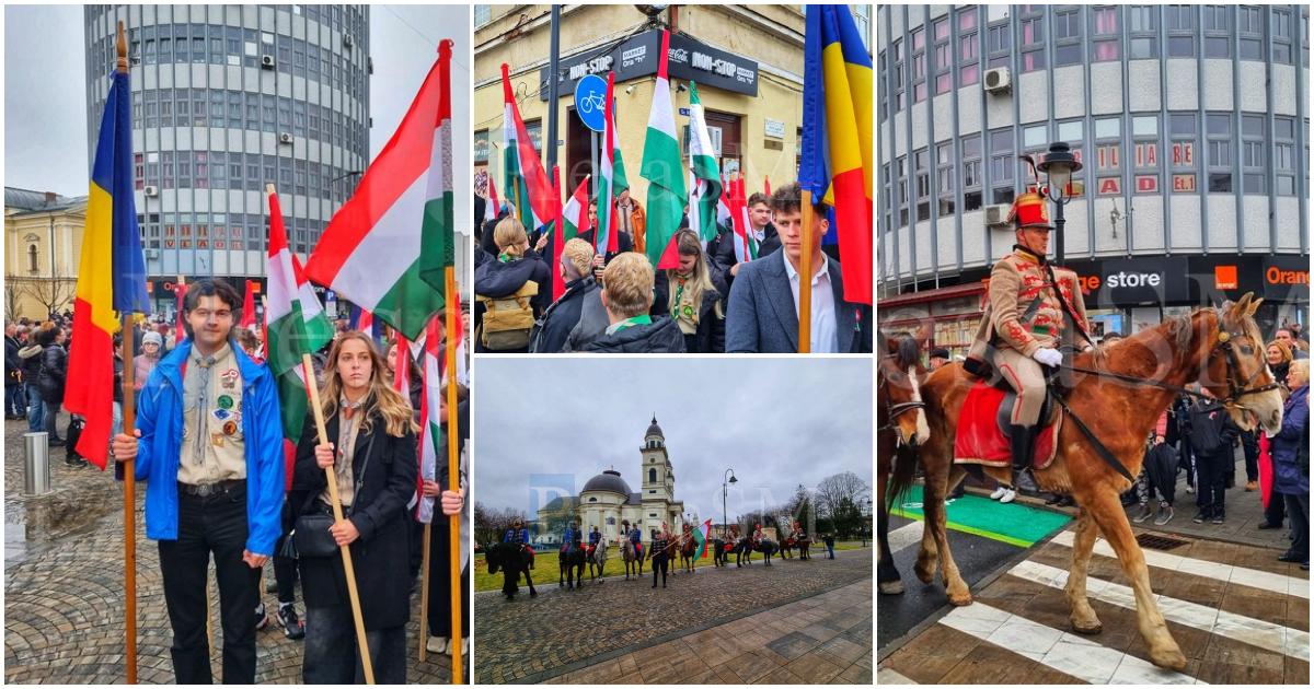 FOTO/VIDEO. Ziua Maghiarilor de Pretutindeni la Satu Mare. Călăreți, fanfară și alai în centrul orașului