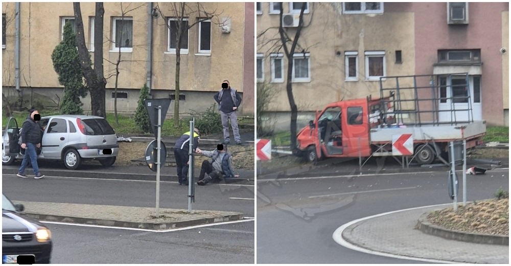 FOTO/VIDEO. Accident cu victimă în sensul de la Kaufland. Două mașini proiectate pe trotuar, gard spulberat