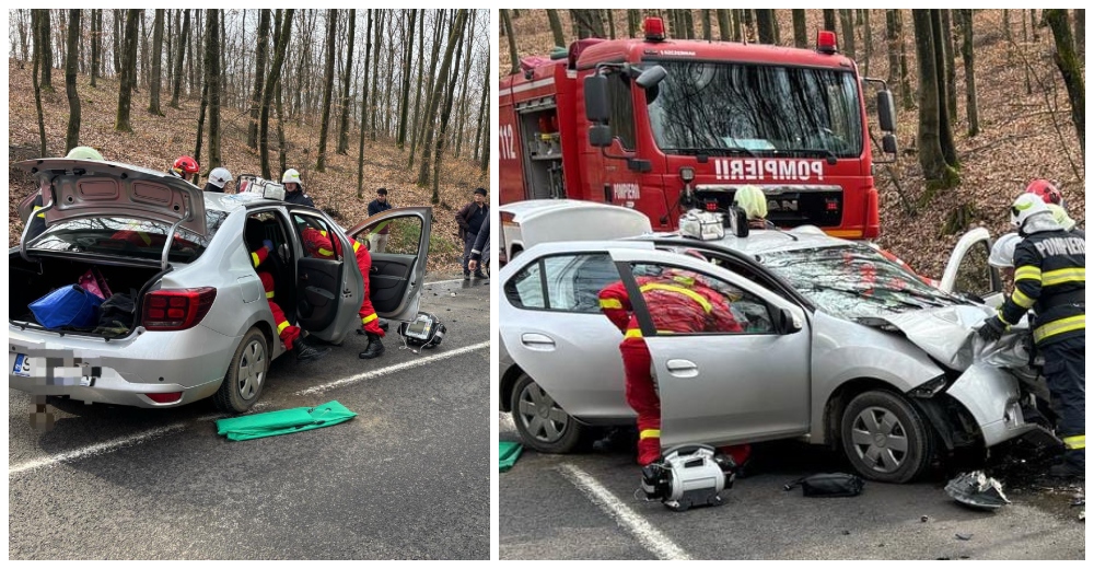 FOTO. Accident mortal în județul Satu Mare. O pasageră a decedat după coliziune frontală de astăzi