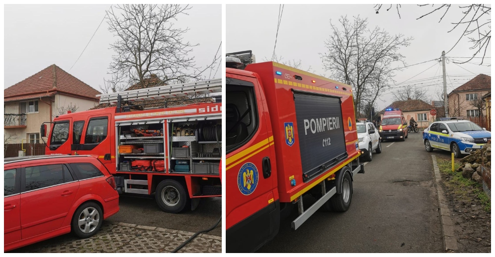 FOTO. Alertă în municipiul Satu Mare. Intervenție a Pompierilor, incendiu într-o zonă de case de lângă Gara CFR Sud