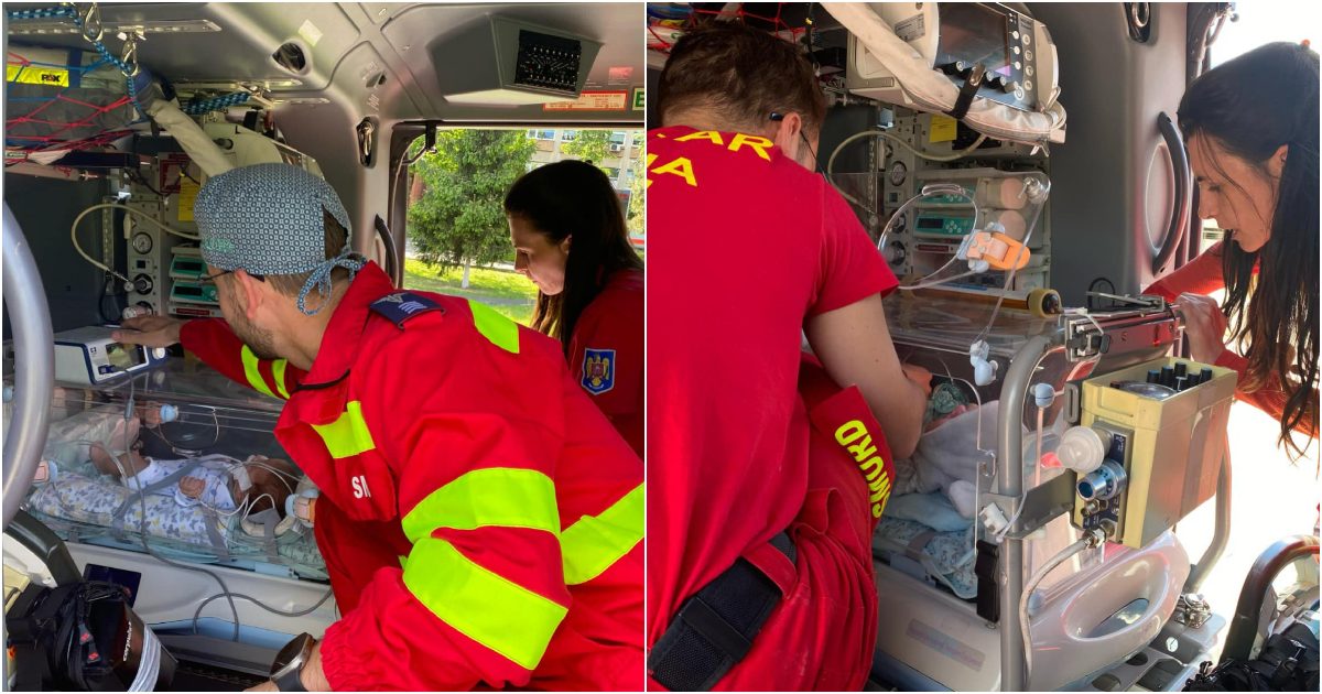 FOTO. Povestea salvării unui bebeluș în Satu Mare. Preluat de elicopterul SMURD